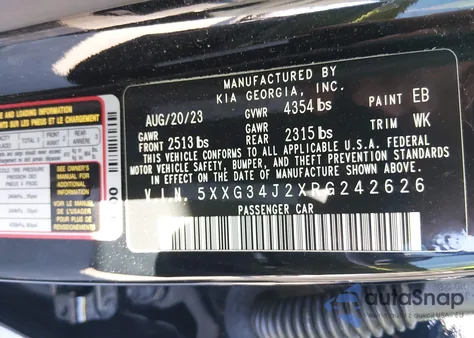 2024 Kia K5 Ex from USA, damaged, VIN 5XXG34J2XRG242626